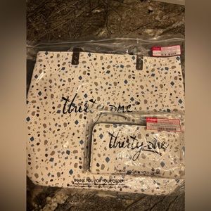 Thirty One Terrazzo Pebble Tote & Wallet Bundle -NWT